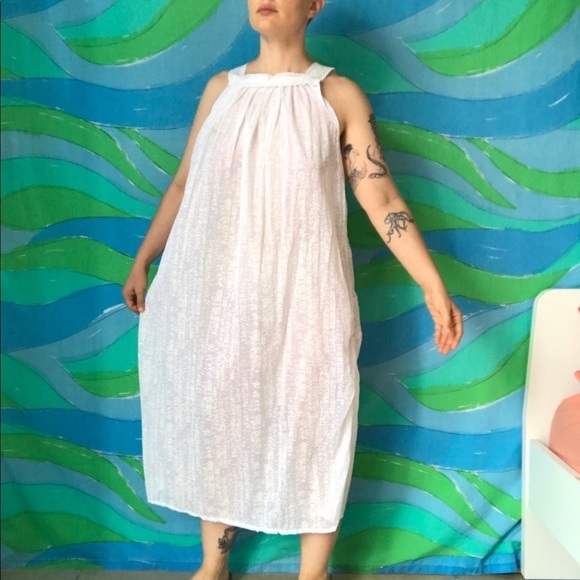 VINTAGE 80s 90s maxi slip dress white sheer trendy - Picture 3 of 6